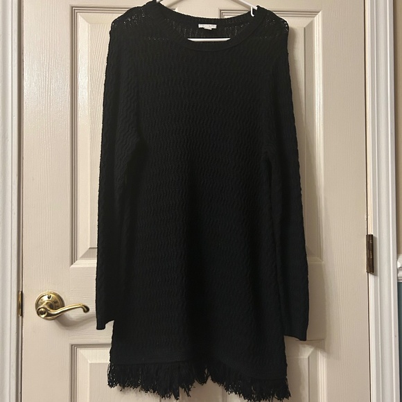 J Jill black sweater with fringe hem - Picture 1 of 5